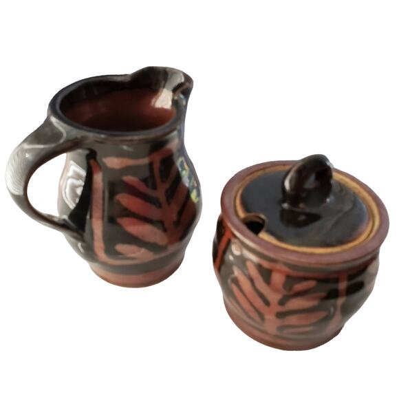 Pottery Sugar and Cream Set - Picture 1 of 3